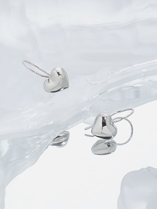 DAKA 925 Sterling Silver Heart Minimalist Hook Earring 2