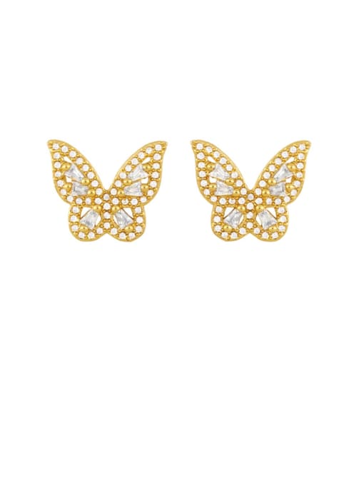CC Brass Cubic Zirconia Butterfly Dainty Stud Earring
