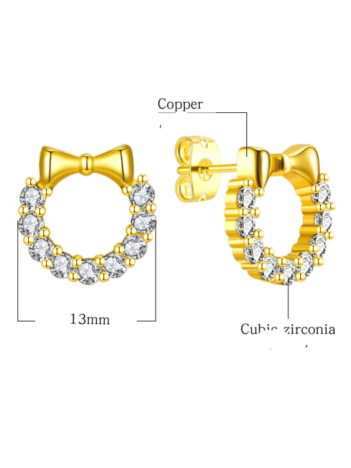 Open Sky Copper Cubic Zirconia Bowknot Minimalist Stud Earring 4