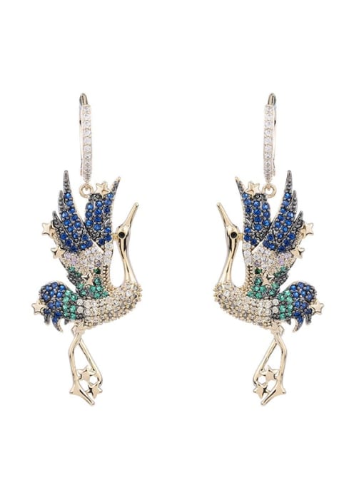 Luxu Brass Rhinestone Swan Cute Cluster Earring