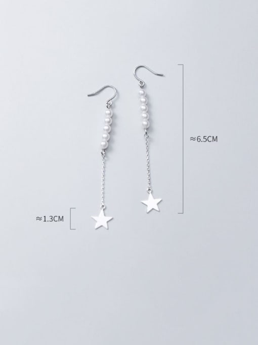 Rosh 925 Sterling Silver Imitation Pearl White Tassel Minimalist Hook Earring 4
