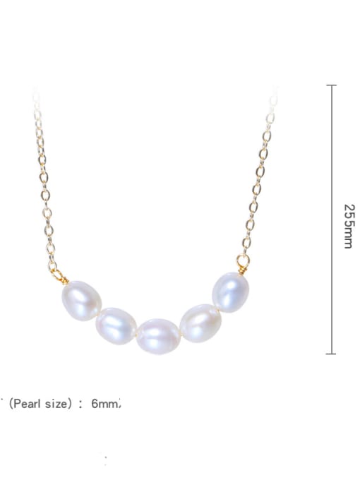 RAIN Brass Freshwater Pearl Oval Minimalist Necklace 2