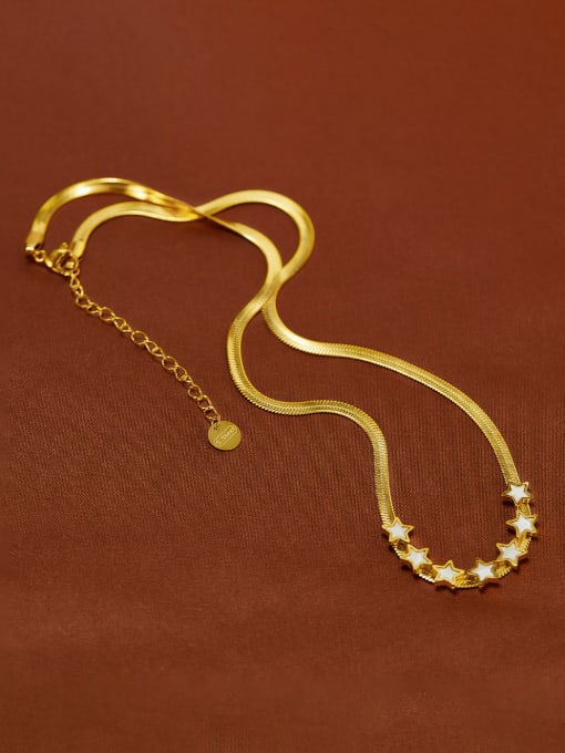 Open Sky Stainless steel Cubic Zirconia Snake bone chain Minimalist Necklace 3