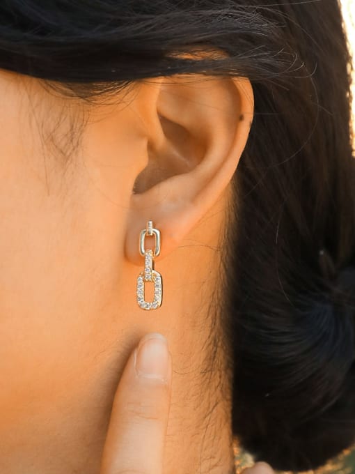 CONG Brass Cubic Zirconia Geometric Minimalist Drop Earring 1