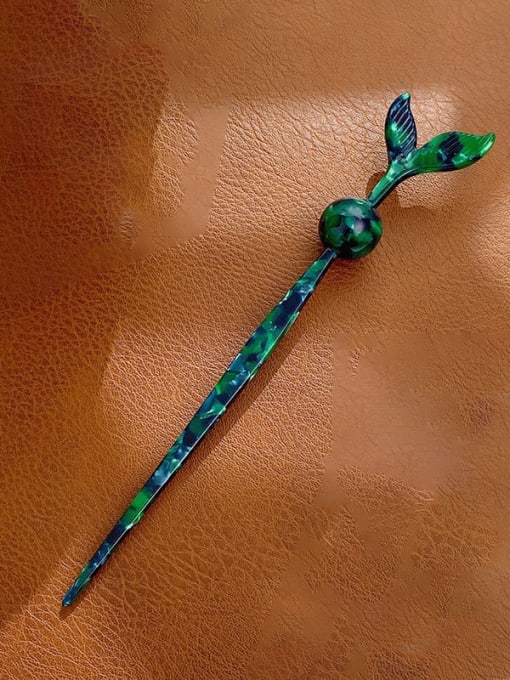 Dark green 19cm Cellulose Acetate Cute Irregular Hair Stick