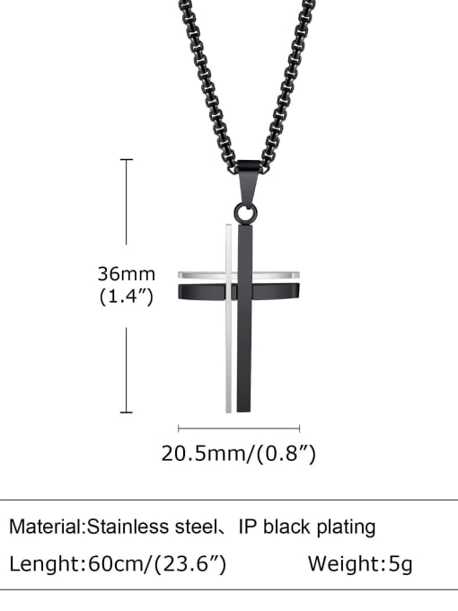 Black pendant with chain 60cm Stainless steel Cross Hip Hop Regligious Necklace