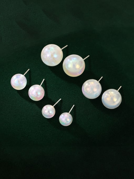 BeiFei Minimalism Silver 925 Sterling Silver Imitation Pearl Round Bead Minimalist Stud Earring 3