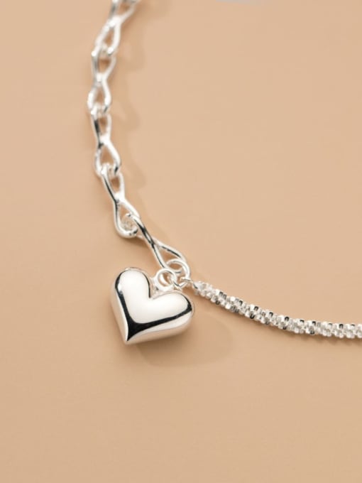 Rosh 925 Sterling Silver Heart Minimalist Link Bracelet 2