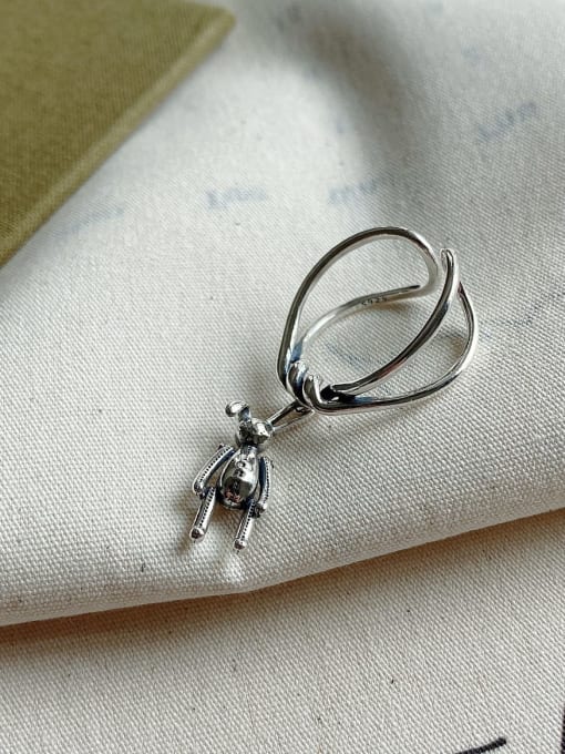 Boomer Cat 925 Sterling Silver Vintage 	Trendy Rabbit Free Size Midi Ring 0