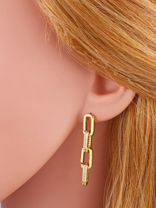 CC Brass Cubic Zirconia Geometric Vintage Drop Earring 1
