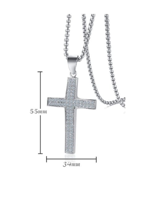 CONG Stainless Steel Rhinestone Cross Minimalist Regligious Necklace 0