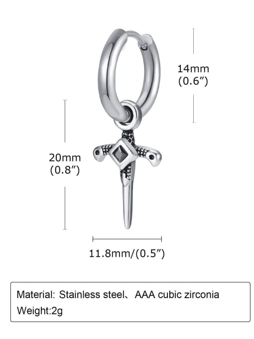 CONG Stainless steel Cross Hip Hop Single Earring( Single-Only One) 3