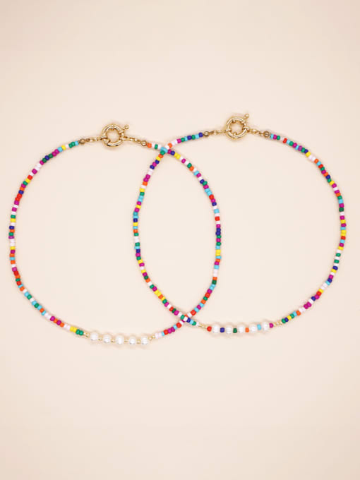 Roxi Brass Multi Color Glass beads Round Bohemia Necklace 0