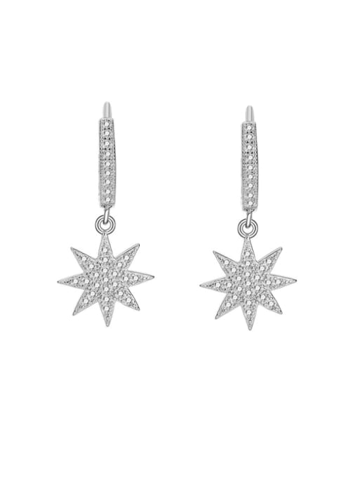 YJEH 167 (Platinum) 925 Sterling Silver Cubic Zirconia Flower Dainty Drop Earring