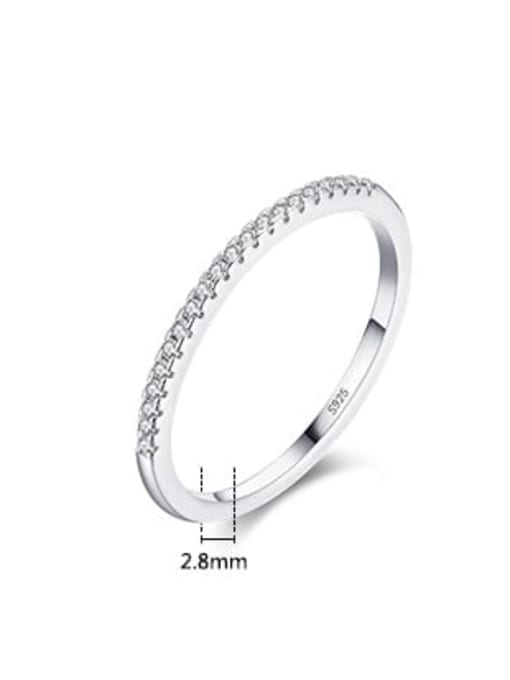 MODN 925 Sterling Silver Cubic Zirconia  Minimalist Simple Row Drill  Round Band Ring 2