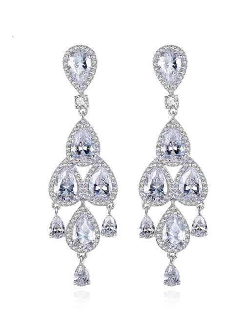 BLING SU Copper Cubic Zirconia Water Drop Luxury Drop Earring 0