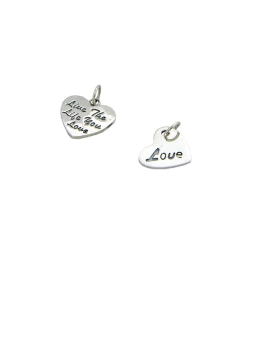 SHUI Vintage Sterling Silver With Minimalist Retro Heart  Pendant Diy Accessories 0