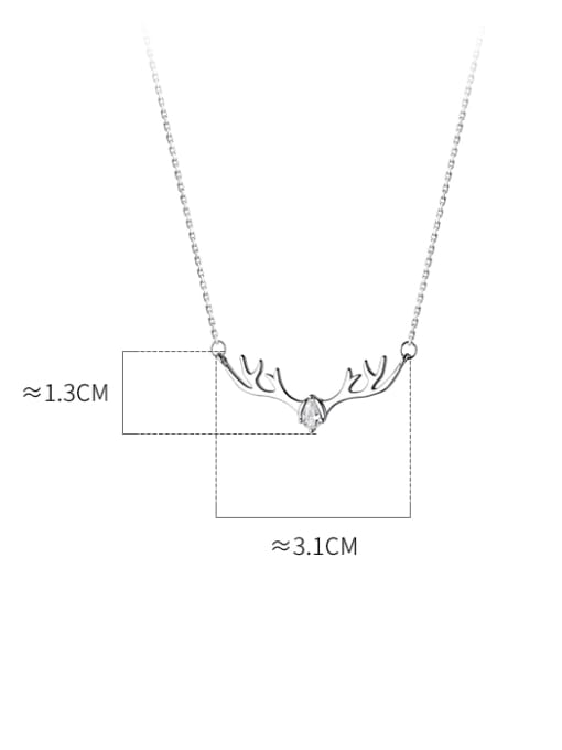 Rosh 925 Sterling Silver Rhinestone Deer Minimalist Necklace 2
