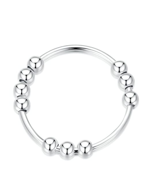 Jare 925 Sterling Silver Bead Geometric Minimalist Bead Ring 0