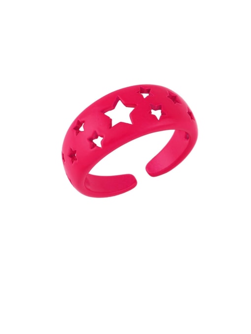Rose red Brass Star Hip Hop Band Ring