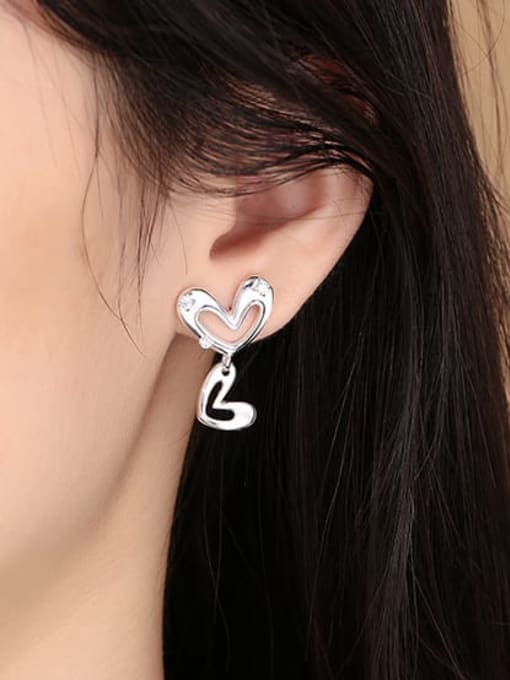 KDP-Silver 925 Sterling Silver Heart Minimalist Drop Earring 1