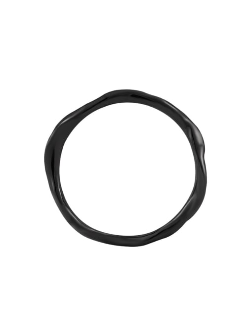 black 925 Sterling Silver Geometric Minimalist Band Ring