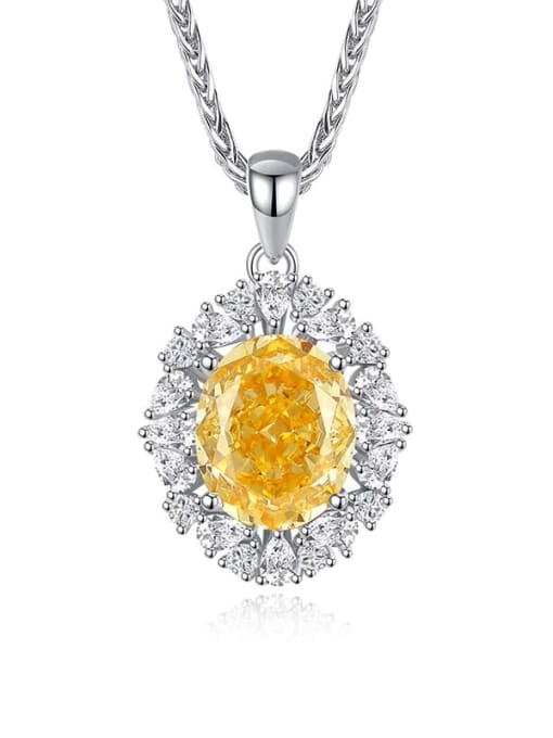 FDDZ 025 Goose Yellow 925 Sterling Silver High Carbon Diamond Geometric Luxury Necklace