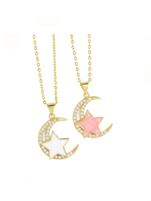 CC Brass Shell Star Vintage Moon Pendant Necklace 0