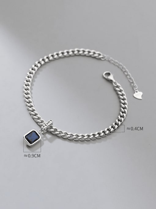 Rosh 925 Sterling Silver Glass Stone Geometric Vintage Link Bracelet 2