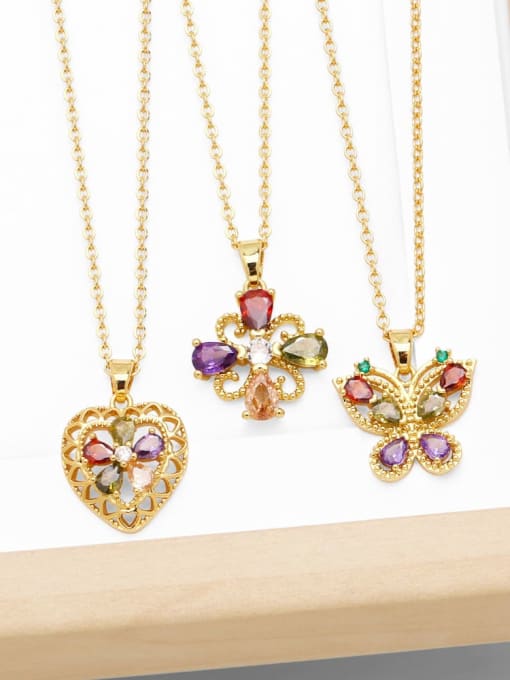 CC Brass Cubic Zirconia Heart Dainty Necklace 0