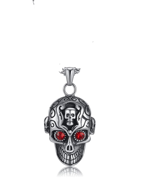 2240 steel pendant  Pearl Chain 3*55CM Titanium Steel Skull Hip Hop Necklace