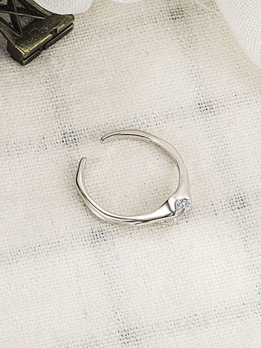 HAHN 925 Sterling Silver Rhinestone Geometric Minimalist Band Ring 1