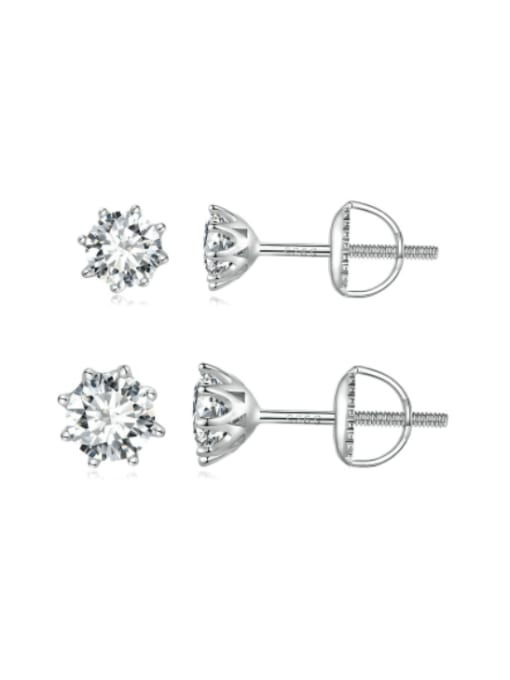 Jare 925 Sterling Silver Moissanite Geometric Classic Stud Earring