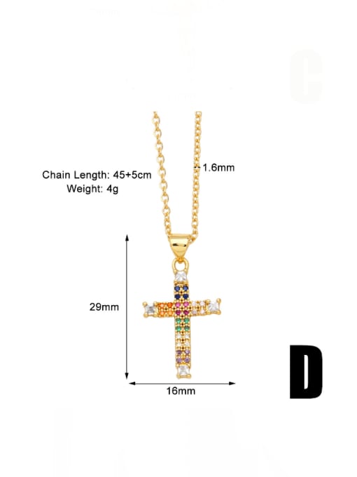 D Brass Cubic Zirconia Cross Dainty Regligious Necklace