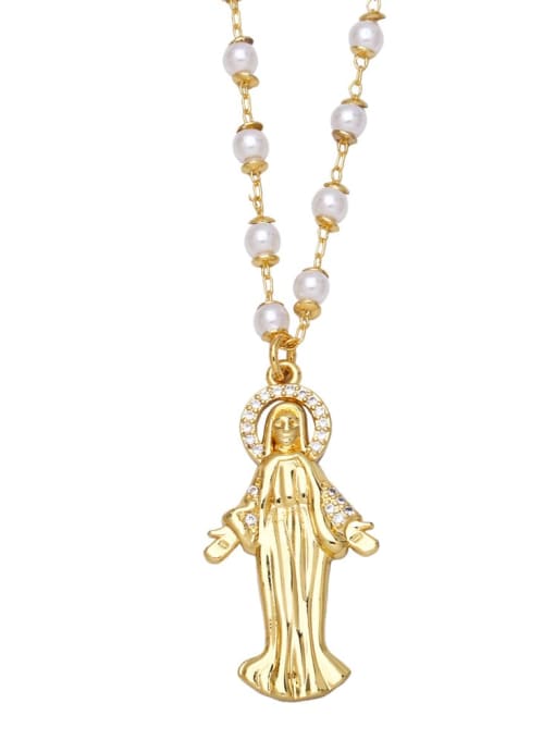 B Brass Cubic Zirconia Religious Vintage Virgin mary Pendant Necklace