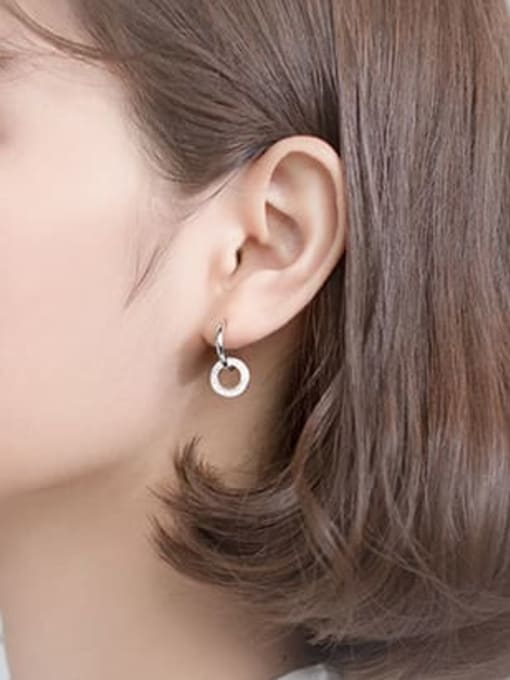 Rosh 925 Sterling Silver Cubic Zirconia White Geometric Trend Hook Earring 1