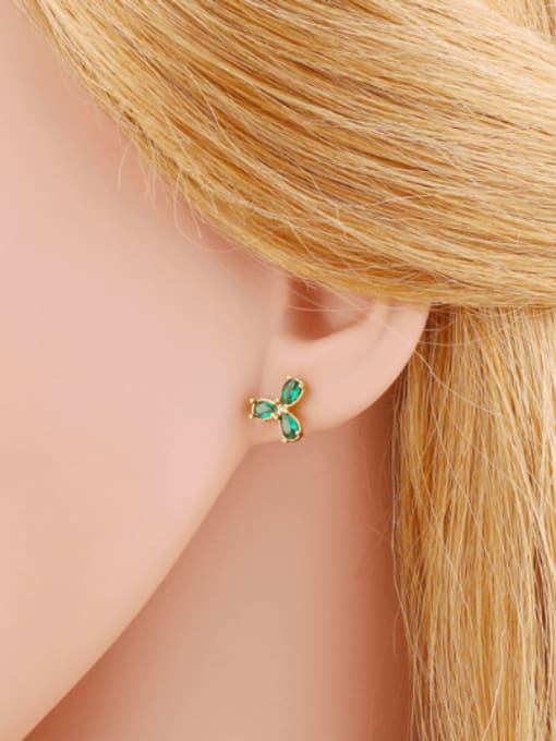 CC Brass Cubic Zirconia Snake Cute Stud Earring 1