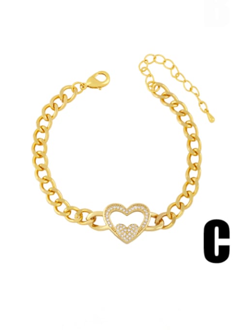 CC Brass Cubic Zirconia Heart Vintage Link Bracelet 1