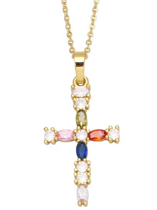 CC Brass Cubic Zirconia Cross Vintage Regligious Necklace 2