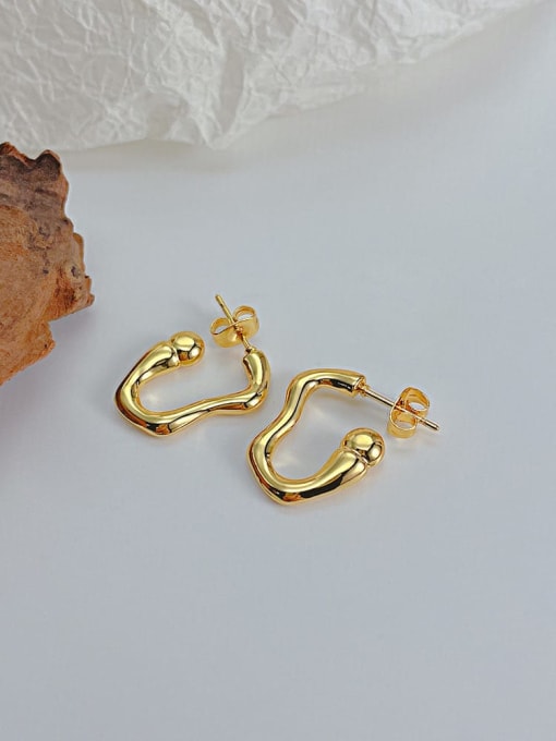 801 gold Titanium Steel Geometric Minimalist Huggie Earring