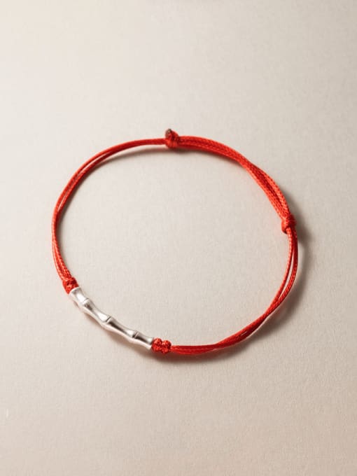 Hand Rope Red Rope Style 925 Sterling Silver Geometric Minimalist Handmade Weave Bracelet