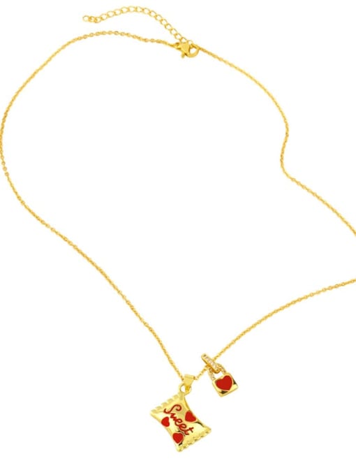 CC Brass Enamel Heart Vintage Necklace 3