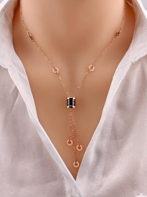 A TEEM Titanium Minimalist Tassel Lariat Necklace 1