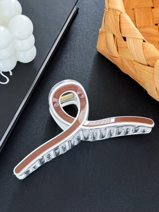 Deep coffee shark clip 13cm Cellulose Acetate Trend Geometric Alloy Resin Multi Color Jaw Hair Claw