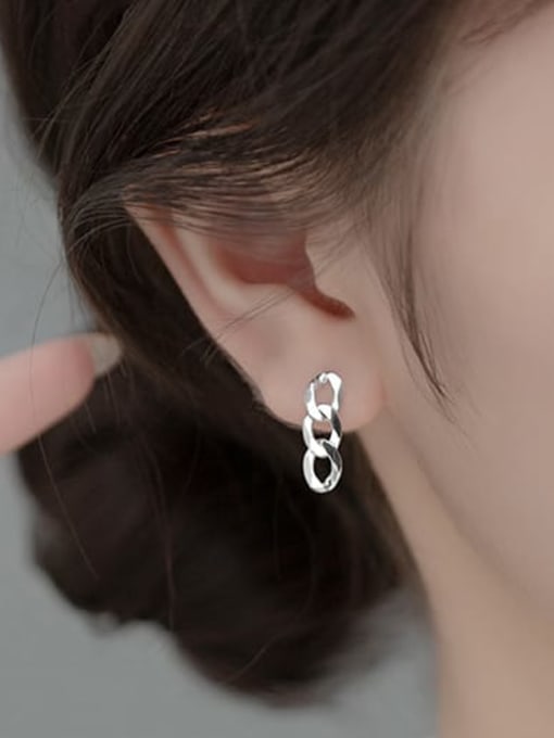 Rosh 925 Sterling Silver Hollow Geometric Chain Minimalist Drop Earring 1