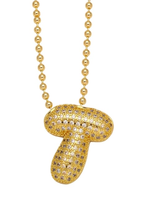 T Brass Cubic Zirconia Letter Vintage Necklace