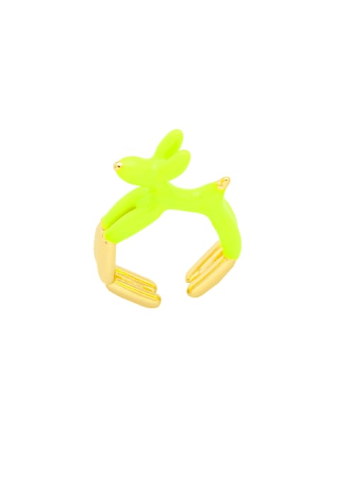 yellow Brass Enamel animal Cute Band Ring