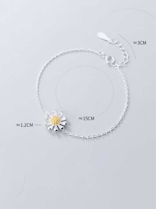 Rosh 925 Sterling Silver Flower Minimalist Link Bracelet 3