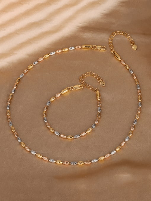 ROSS Brass Trend Irregular  Bead Bracelet and Necklace Set 0