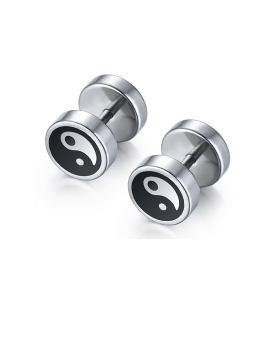 CONG Titanium Steel Enamel Round Minimalist Stud Earring 0